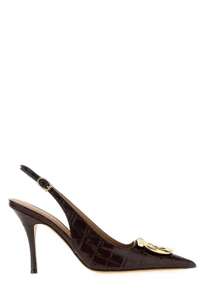 Ferragamo Gancini Croc-effect Slingback Pumps In Multi
