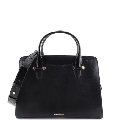Ferragamo Today Satchel Leather Large In Black
