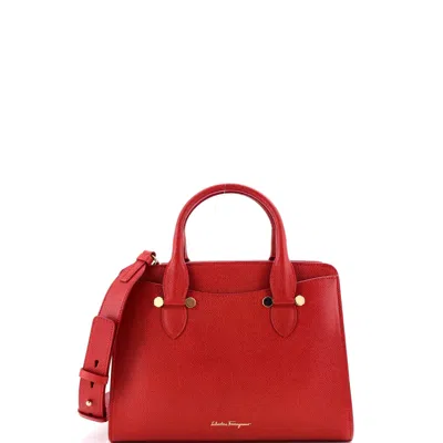 Ferragamo Today Satchel Leather Small In Red