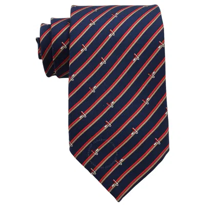 Ferragamo Tonal Print Silk Twill Tie In Black