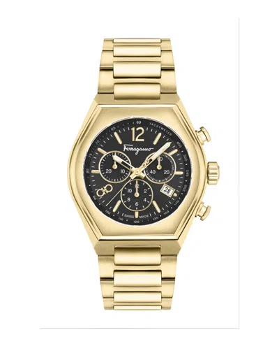 Ferragamo Tonneau Chrono Bracelet Watch In Gold