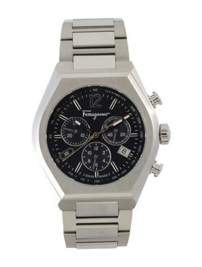 Pre-owned Ferragamo Tonneau Chrono Watch, 42mm In Multi