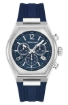 Ferragamo Tonneau Chronograph Silicone Strap Watch, 42mm In Silver