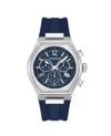 Ferragamo Tonneu Chrono Silicone Watch Man Wrist Watch Silver Size Onesize Stainless Steel In Blue
