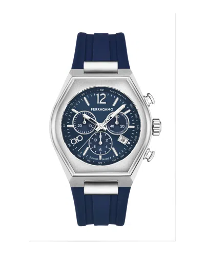Ferragamo Tonneu Chrono Silicone Watch Man Wrist Watch Silver Size Onesize Stainless Steel