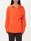 Ferragamo Shirt With Asymmetrical Closure Orange Women In Orange