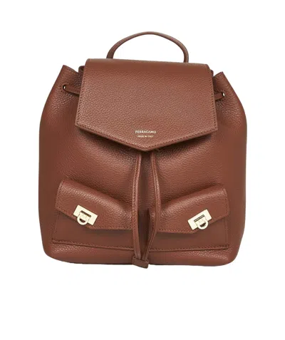 FERRAGAMO DRAWSTRING FLAP BACKPACK