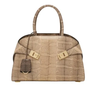 Ferragamo Top Handle Bag In Animal Print