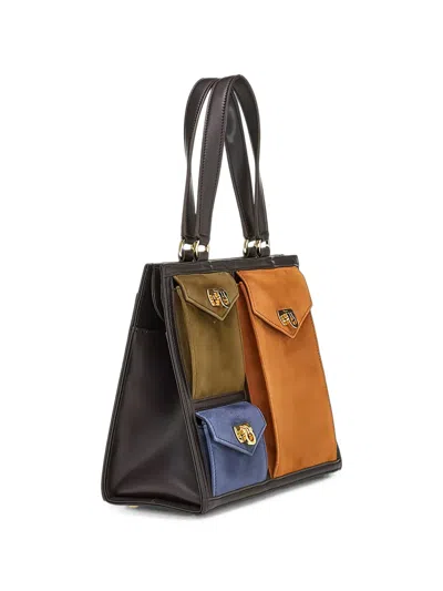 Ferragamo Top Handle Pocket-detail Tote Bag In Brown