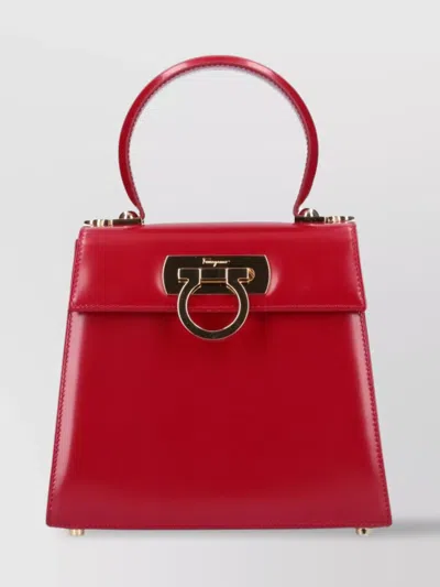 Ferragamo Top Handle Tote Bag With Gold-tone Hardware In Red