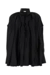 Ferragamo Pleated Kaftan Shirt In Neronero
