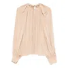 Ferragamo Gathered Long-sleeve Blouse In Pink
