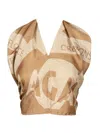 Ferragamo Top Venna Tops Beige In Multi