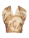 Ferragamo Top Venna Tops Beige In Multi