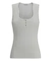 Ferragamo Salvatore  Cotton Tank Top With Shaped Neckline In White