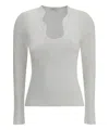 Ferragamo Cotton Top With Shaped Neckline In White