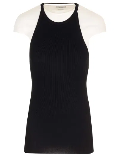 Ferragamo Colorblock Layered Cap-sleeve Midi Dress In White/green/black