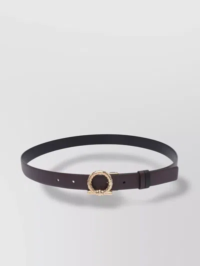 Ferragamo Torchon Gancini Leather Belt In Black