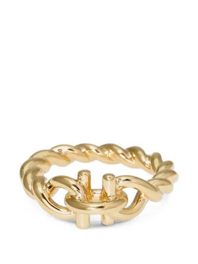 Ferragamo Torchon Gancini Ring In Gold