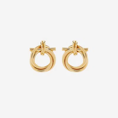 Ferragamo Circular Torchon Knot Earrings In Gold