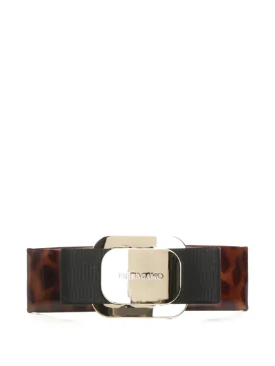 Ferragamo Tortoiseshell Bow-detail Hair Clip In Brown
