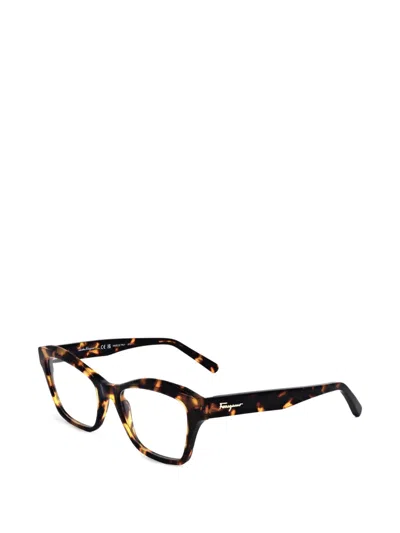 Ferragamo Tortoiseshell-effect Geometric-frame Glasses In Multi