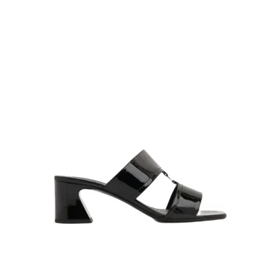 Ferragamo Tot Patent Sandal In Black