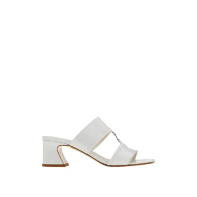 Ferragamo Tot Patent Sandal In White
