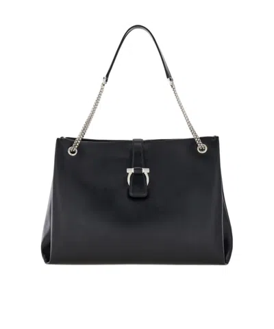 Ferragamo Hardware Chain Tote Bag In Black