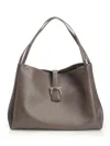 Ferragamo Xl Calf Leather Tote Bag In Gray
