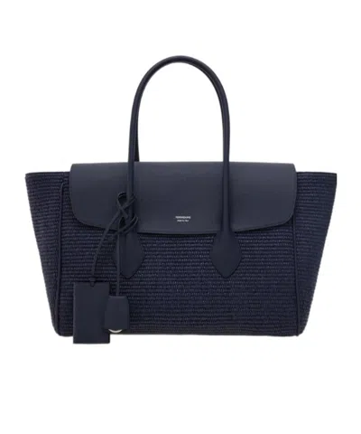 Ferragamo Tote Bag East-west (xl) In Blue