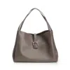 Ferragamo Xl Calf Leather Tote Bag In Gray