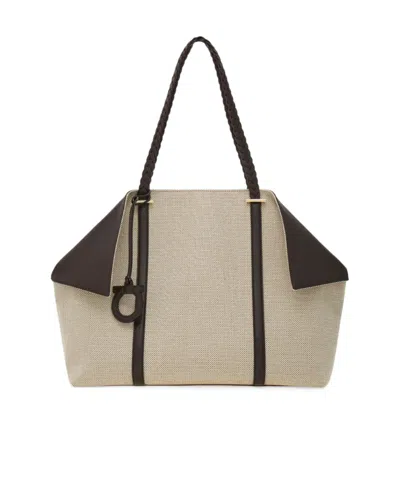 Ferragamo Tote Bag (l) In Brown