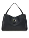Ferragamo Tote Bag (l) Smooth Black Calfskin In Black