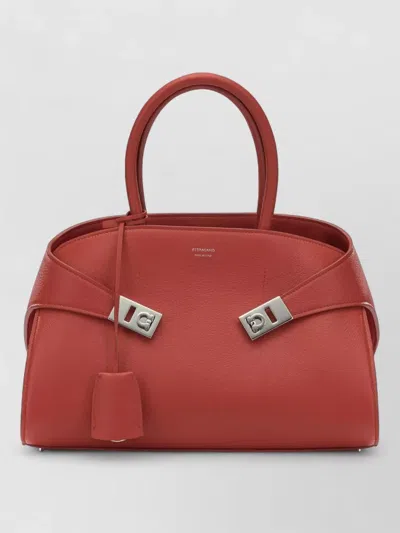 Ferragamo Tote Bag Structured Shape Top Handles Strap