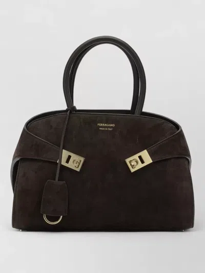 Ferragamo Tote Bag Suede Finish Detachable Strap