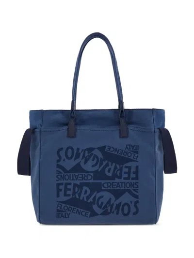Ferragamo Tote Bag With Logo In Blue