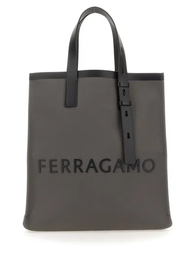 Ferragamo Tote Bag With Logo In Grey