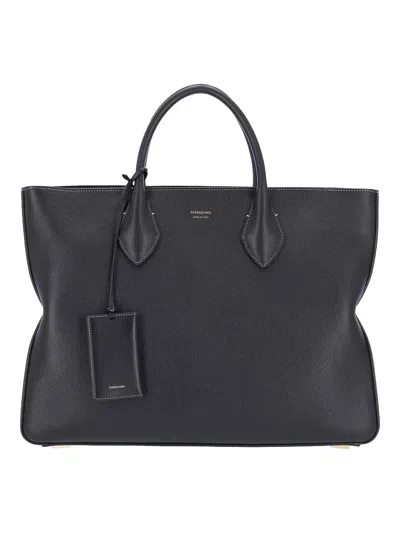 Ferragamo Tote Big Logo Bag In Black