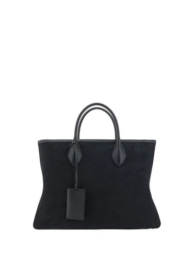 Ferragamo Large Calfskin Tote Bag In Black