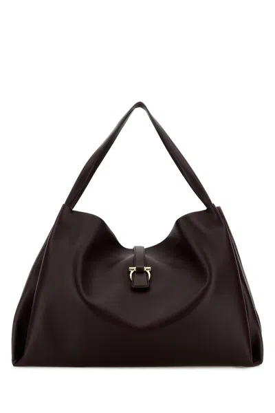 FERRAGAMO SALVATORE FERRAGAMO GRAPE LEATHER LARGE SHOPPING BAG