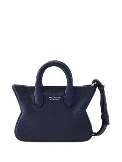 Ferragamo Tote Leather Key Chain In Blue
