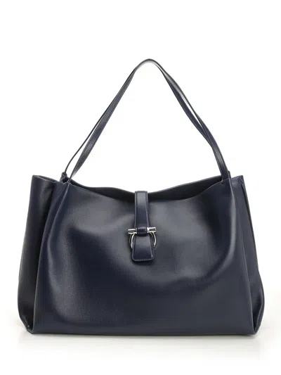 Ferragamo Tote Medium Gancino Shoulder Bags Blue