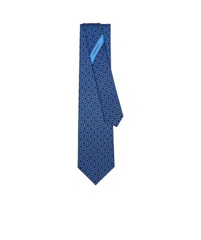 Ferragamo Totem Printed Silk Tie In Blue