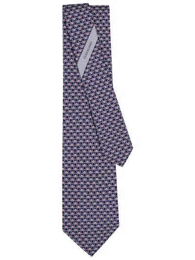 Ferragamo Tournament Print Silk Tie In Multi
