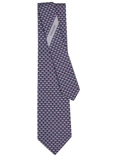 Ferragamo Tournament Print Silk Tie In Multi
