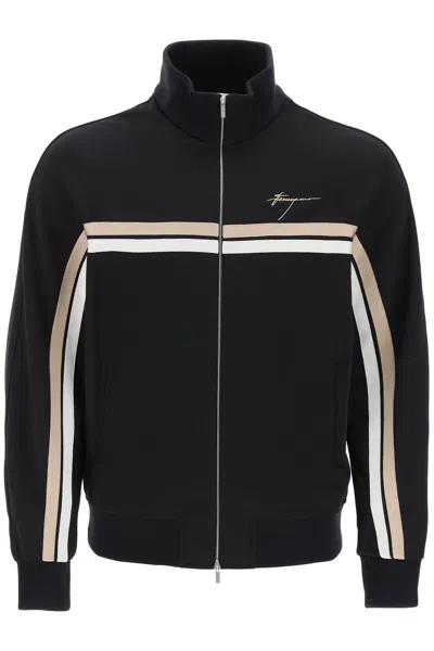 Ferragamo Men's Two-tone Track Sweatshirt For Fw24 In Black