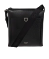 Ferragamo Textured Messenger Bag Adjustable Strap In Black