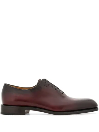 Ferragamo Tramezza Lace-up Leather Oxford Shoes In Red