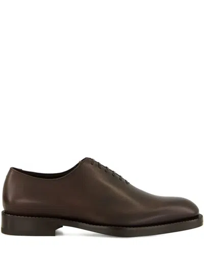 Ferragamo Tramezza Leather Oxford Shoes In Brown